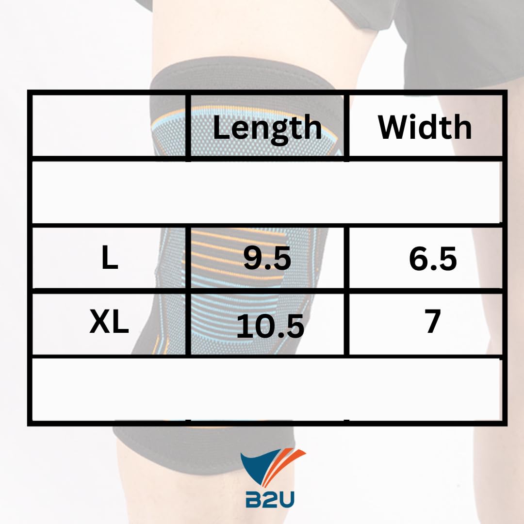 B2U Knee Sleeves - braces for KNEE | Pain relief unisex | One piece or Set | Knee Brace Compression Sleeve, Knee Support for Knee Pain Meniscus Tear, Arthritis Pain Relief | Running, Basketball