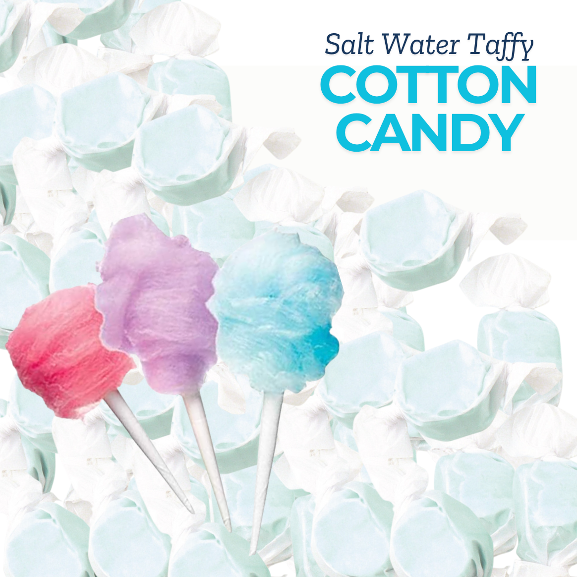 Gourmet Soft and chewy Salt Water Taffy Candy - Individually Wrapped - Bulk bag (Cotton candy)