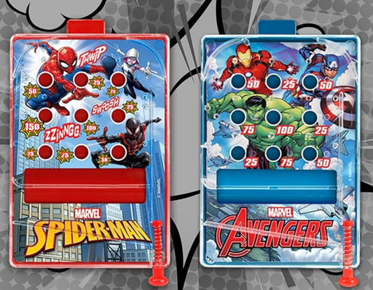 Marvel Avengers & Spiderman Pinball Game Toy (1 Unit Assorted) Portable Mini Handheld Game for Kids. Classic Arcade Retro Games. Party Favors