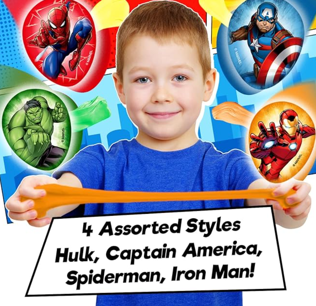 Marvel Avengers Slime Filled Eggs Bouncy Sensory Putty for Kids. Stress Relief Stretchy Fidget Toy. Superhero Toys. Bulk Marvel Easter Egg Stuffers