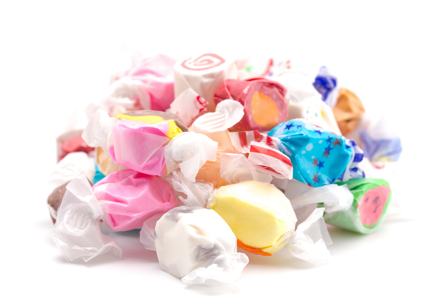 Gourmet Soft and chewy Salt Water Taffy Candy - Individually Wrapped - Bulk bag (Assorted flavors)